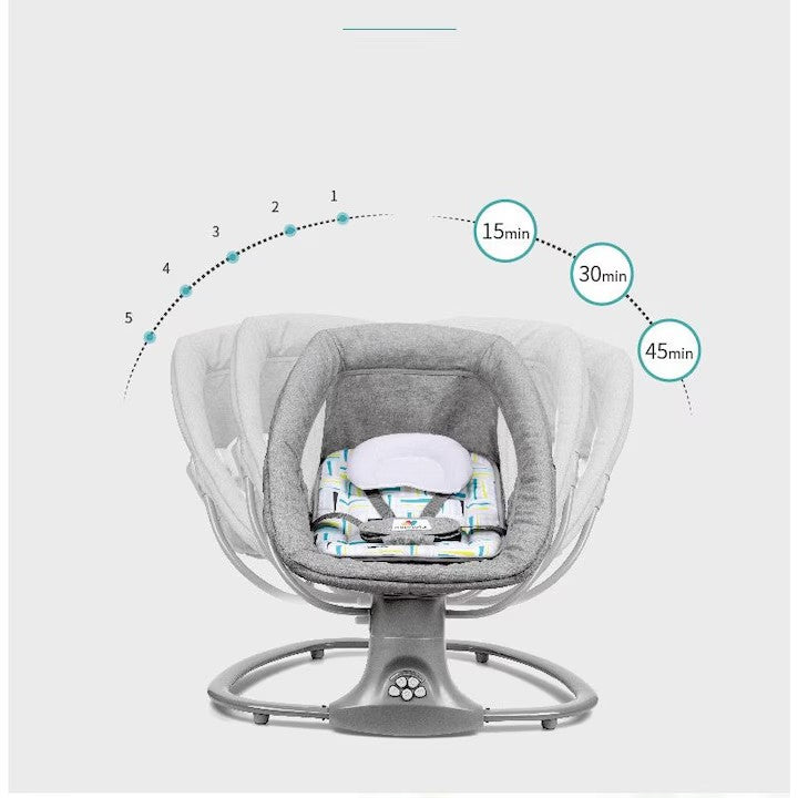 Balansoar copii MASTELA, Balansoar copii 3 in 1, Electric, cu Plasa Tantari, Perna Detasabila, Jucarii, USB, Bluetooth, Telecomanda, 0-3 ani