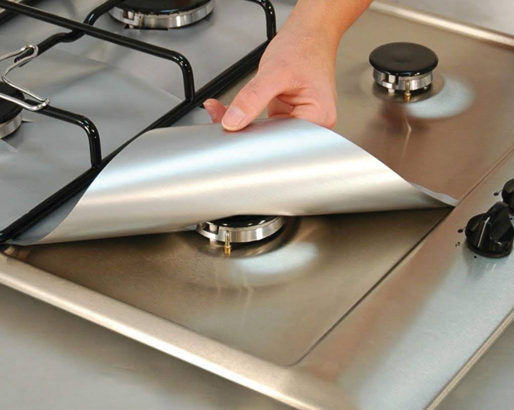 Set 4 folii detasabile de protectie pentru aragaz, usor de spalat, din teflon