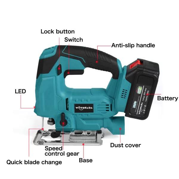 Fierastrau pendular cu 2 acumulatori 36W 6Ah, lemn 80mm, German Meister