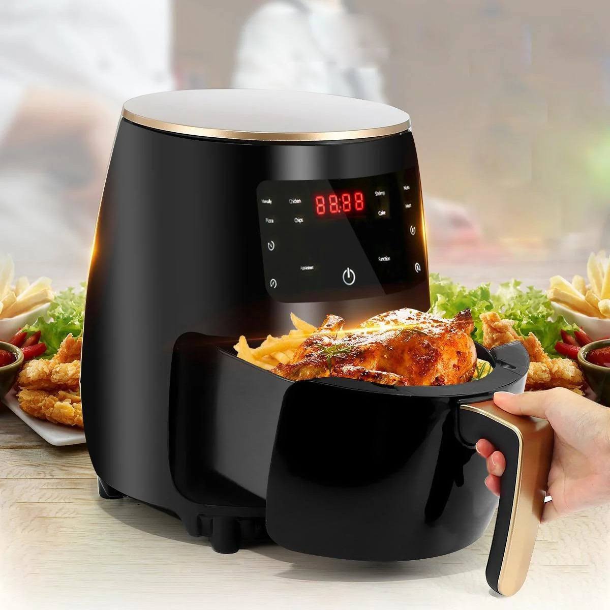 Friteuză cu aer cald Air Fryer, fără ulei, 2400W, 6L, cu afișaj digital